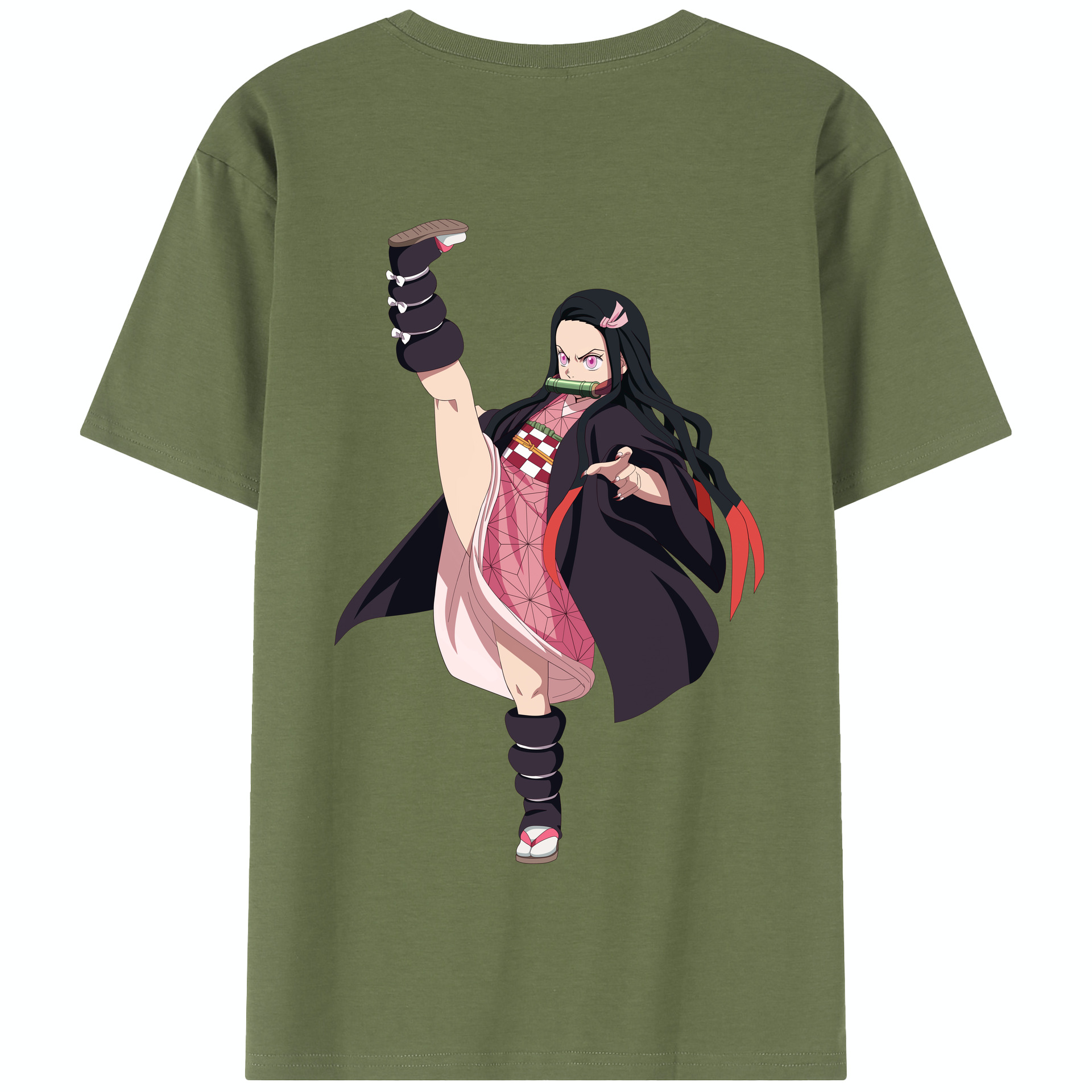 （画像用） 鬼滅の刃（きめつのやいば）竈門 禰󠄀豆子／かまど ねずこ Kamado Nezuko 綿100％半袖Tシャツ（背面プリント）